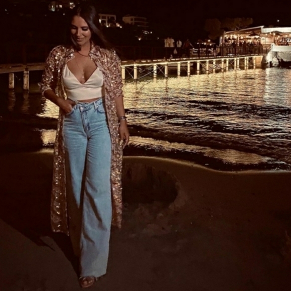 ZARA semi sheer sequin button up shirt dress - Picture 3 of 14